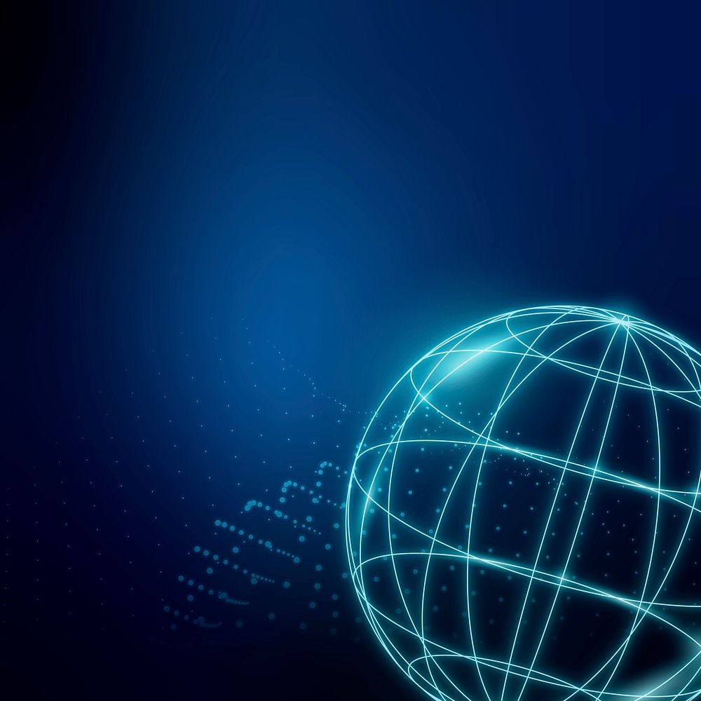 Blue global network connection psd background