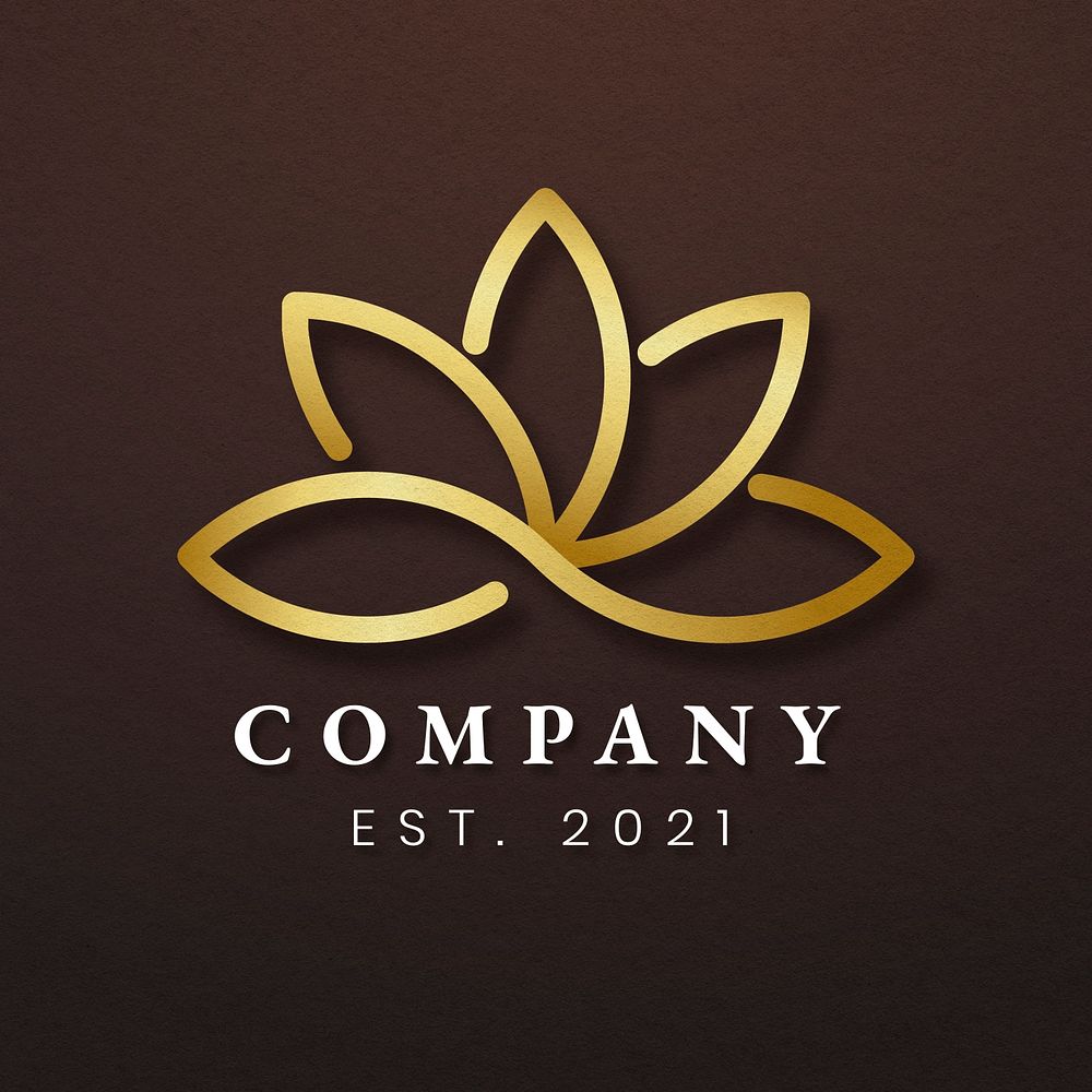 Spa business logo psd gold lotus icon design