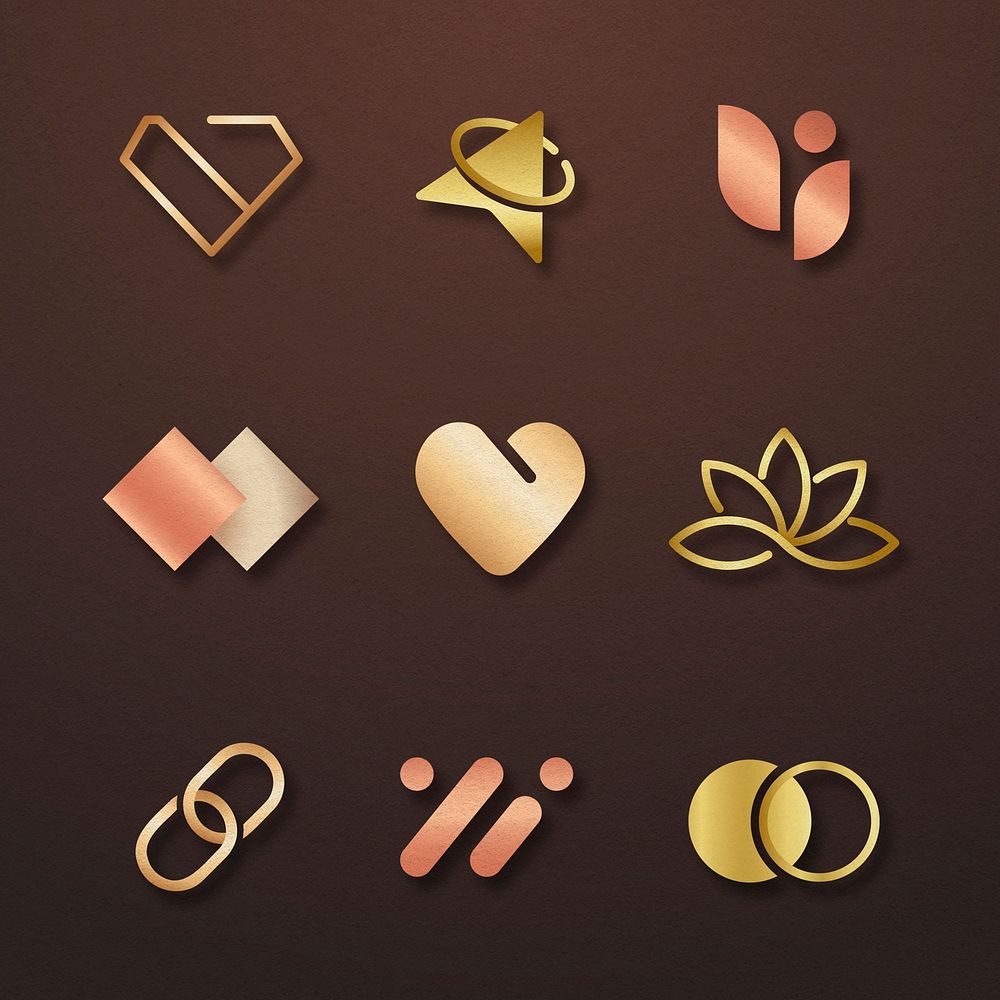 Luxury business logo set rose gold icon design illustration