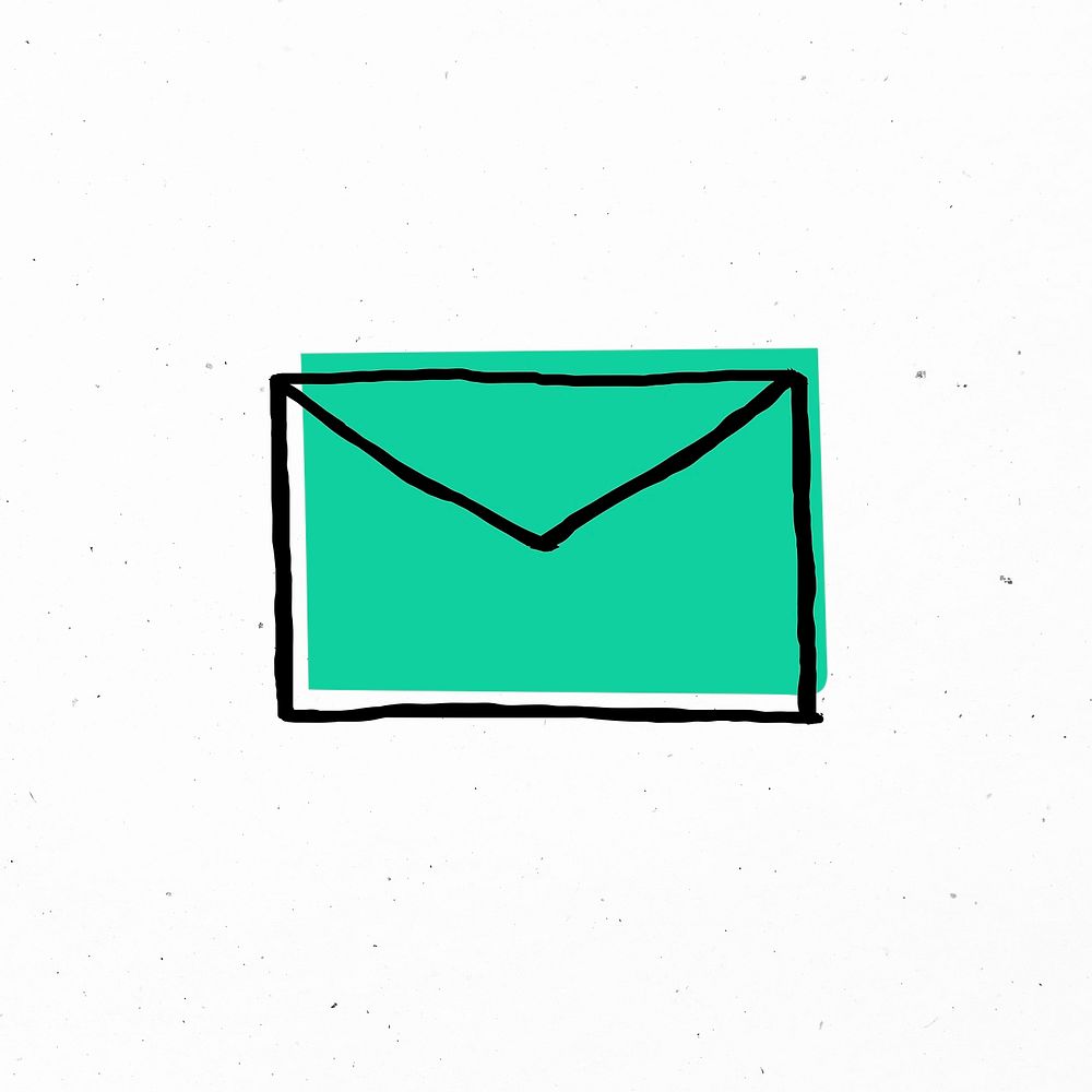 Green envelope psd doodle hand drawn icon