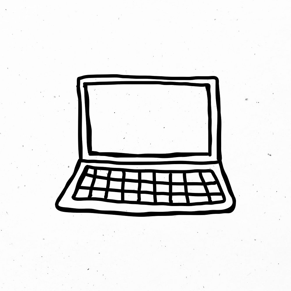 Minimal hand drawn laptop psd icon
