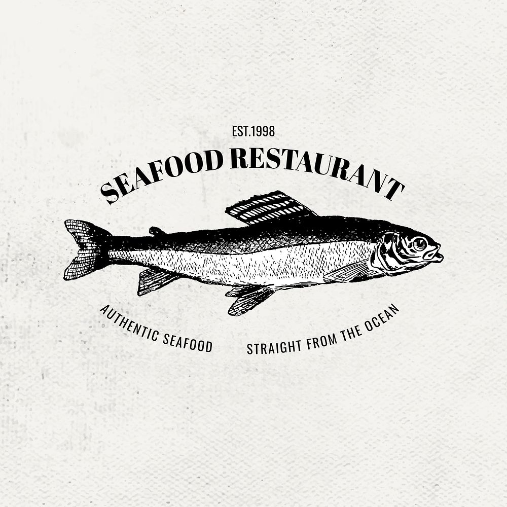 Vintage seafood restaurant fish logo business badge illustration