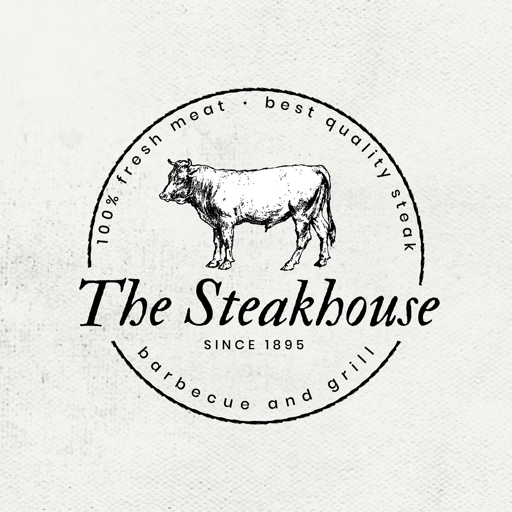 Vintage steakhouse vector restaurant logo business badge