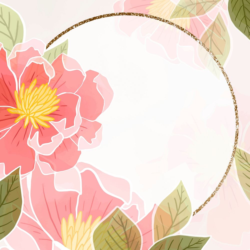 Hand drawn rose flower vector with glittery frame