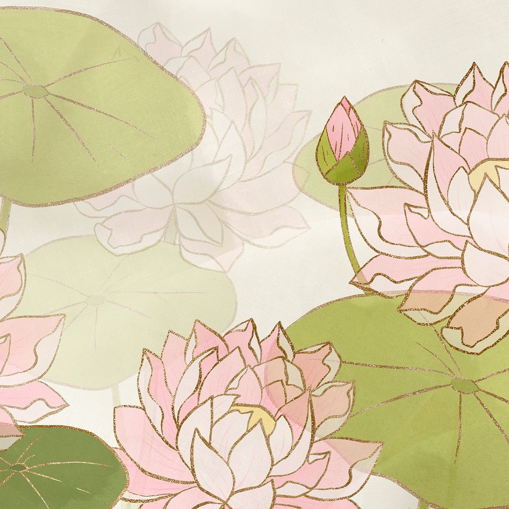 Hand drawn water lily background psd