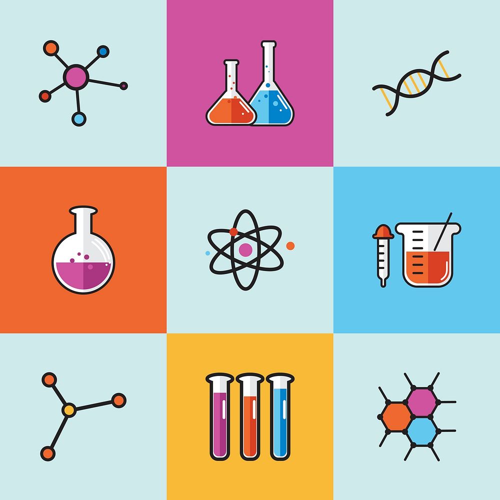 Set of science laboratory icons