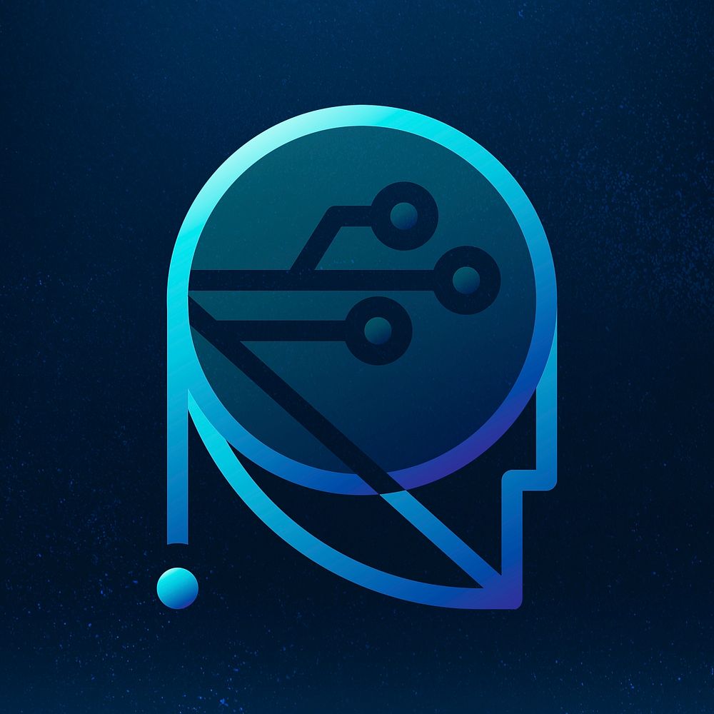 Gradient robotic badge psd icon design
