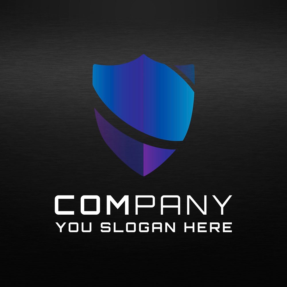 Gradient antivirus editable slogan logo psd design