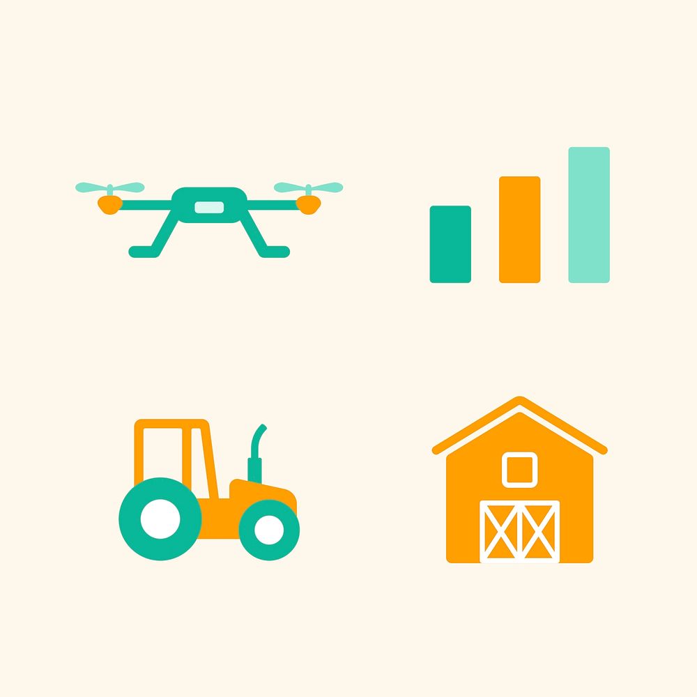 Smart farming psd icon digital agricultural technology set 