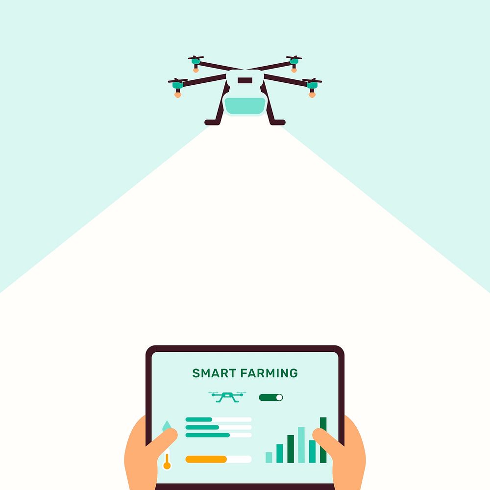 Agricultural drone vector smart farming social media background