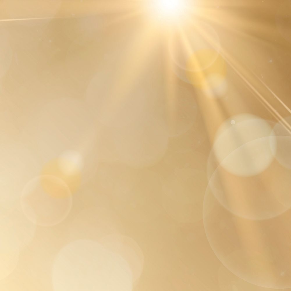 Natural light lens flare psd on gold background sun ray effect