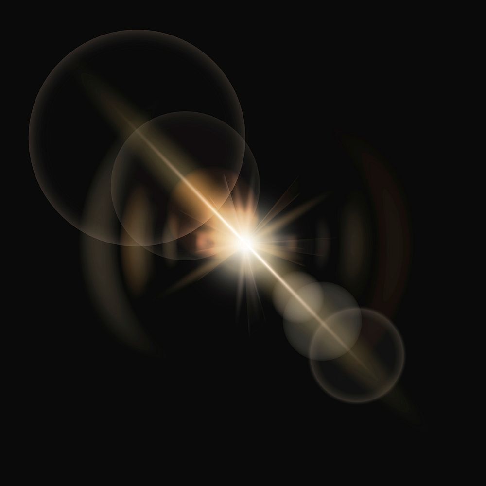 Yellow lens flare vector with ring ghost lighting effect