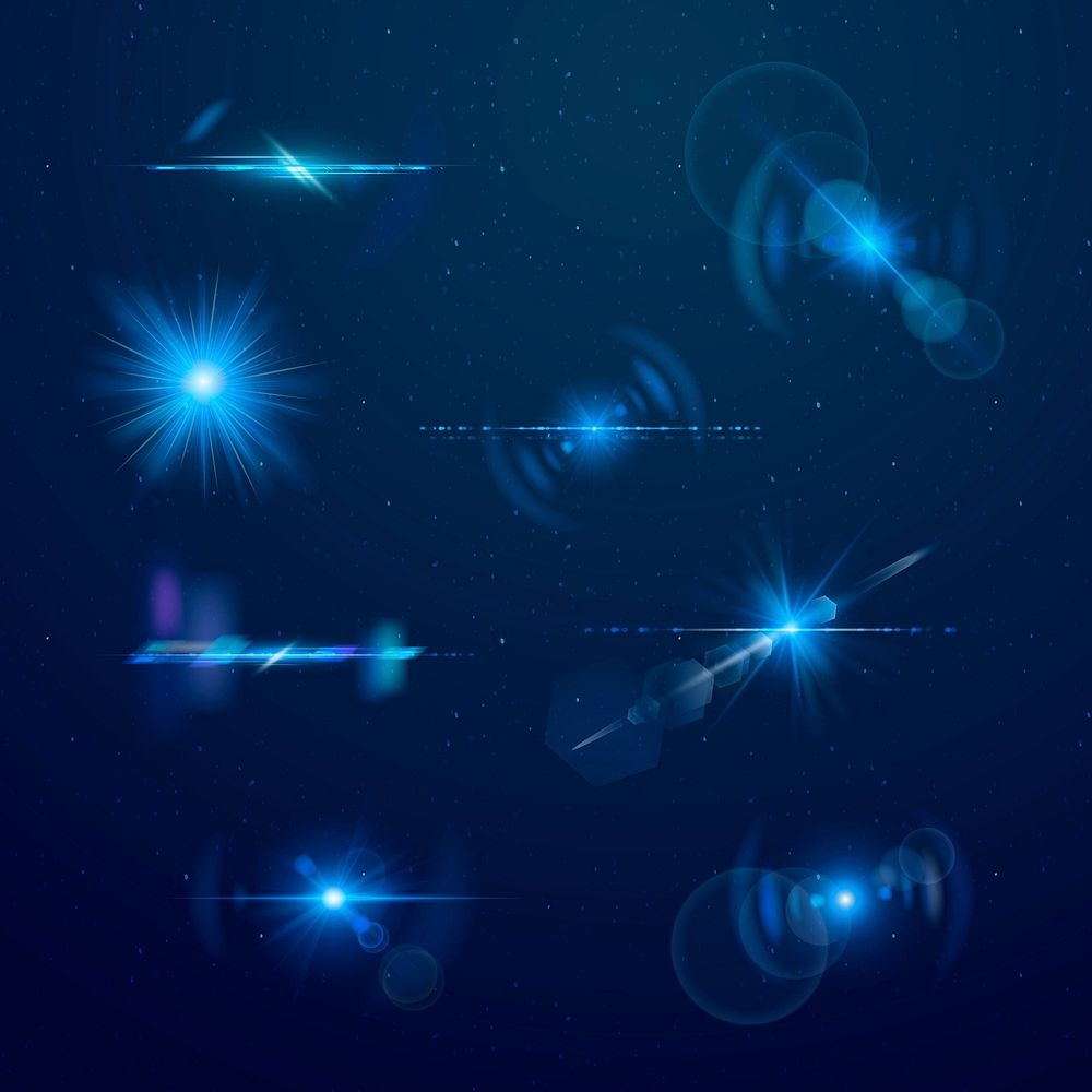Blue abstract lens flare psd design elements collection