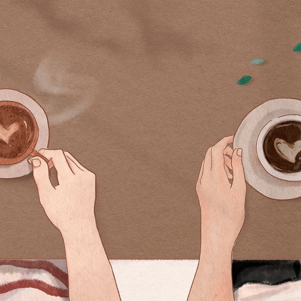 Perfect coffee date Valentine&rsquo;s psd aesthetic illustration social media post