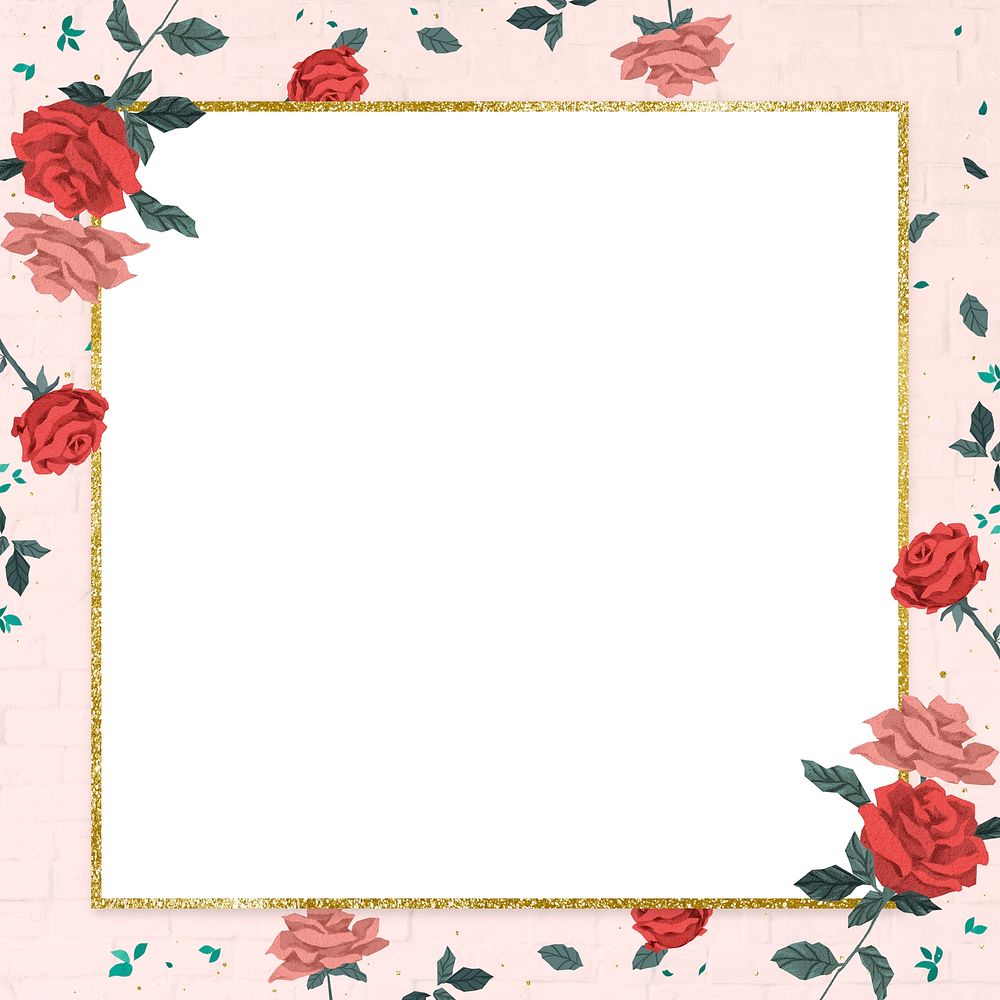 Romantic Valentine&rsquo;s roses frame psd with pink color background