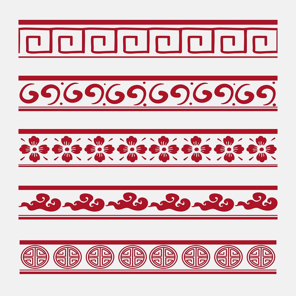 Chinese new year pattern brush vector red collection compatible with AI