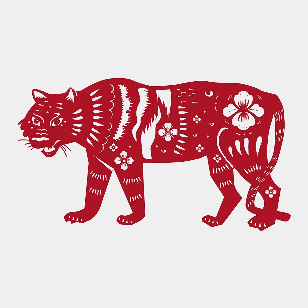 Chinese tiger animal psd sticker red new year sticker