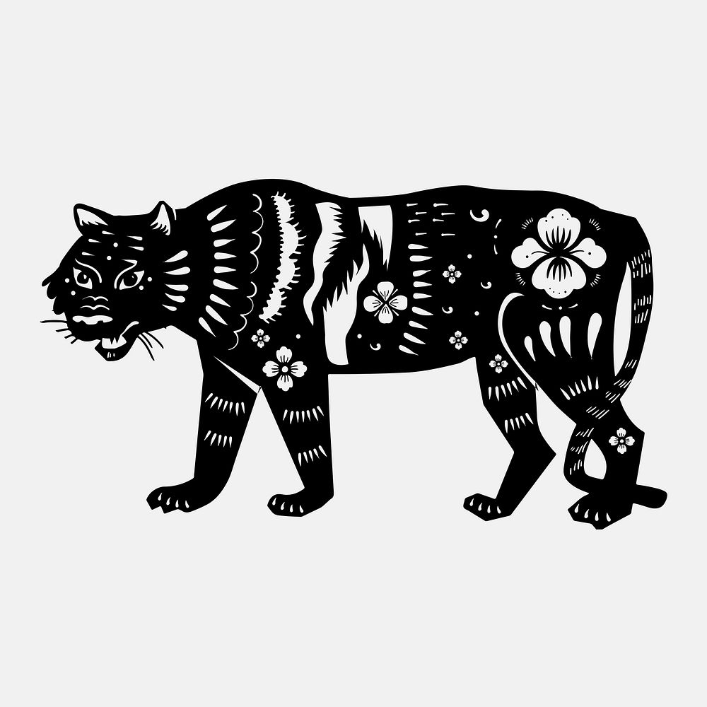 Chinese tiger animal vector sticker black new year sticker