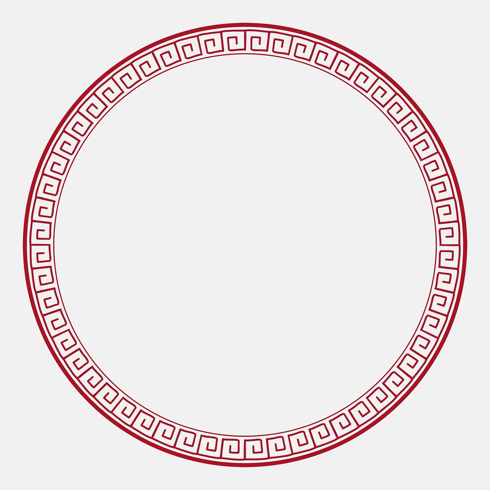 Chinese frame psd oriental woodblock pattern red circle