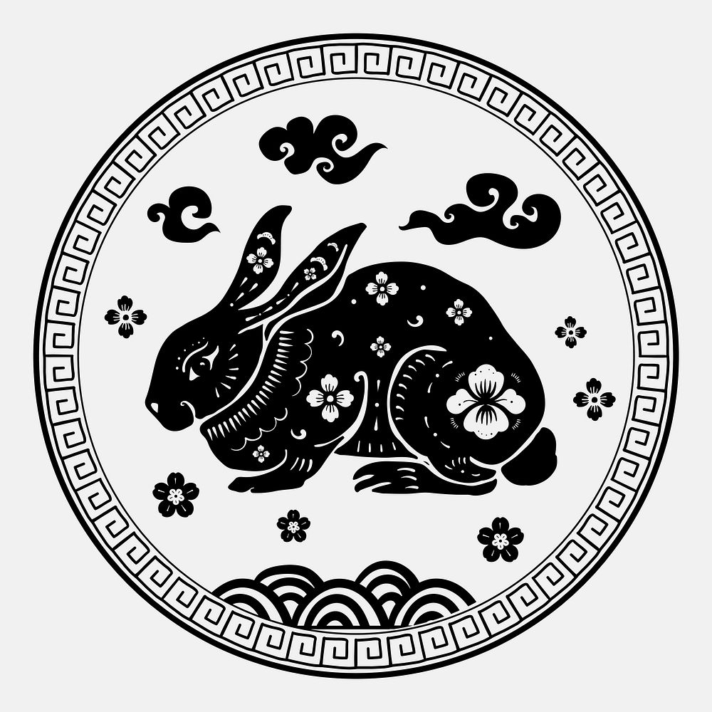 Rabbit year black badge traditional Chinese zodiac sign