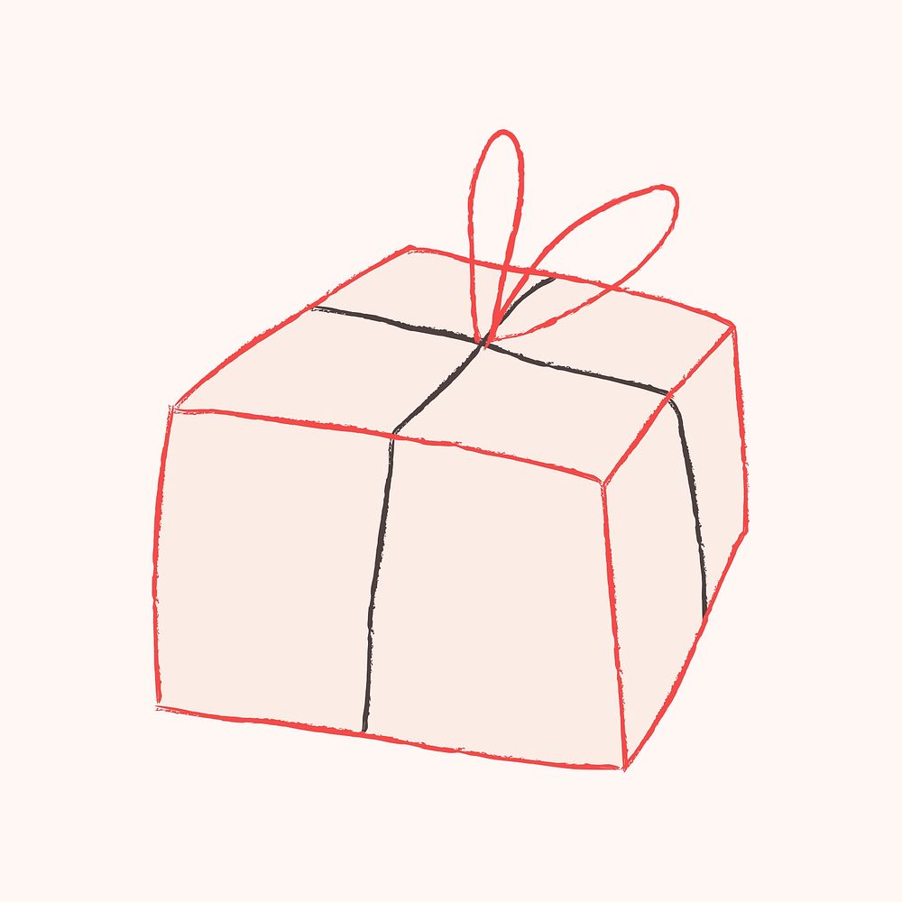 Valentine gift box psd doodle design element