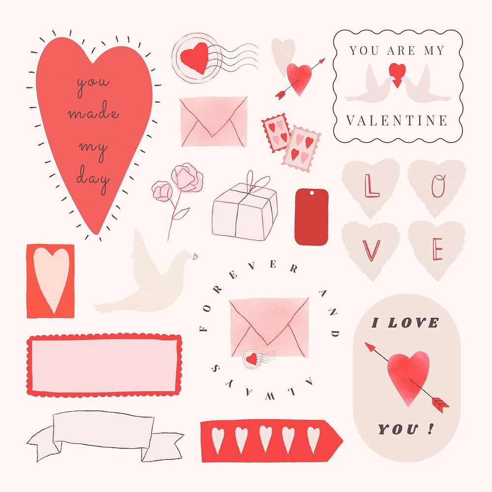 Printable Valentine's day sticker pack vector