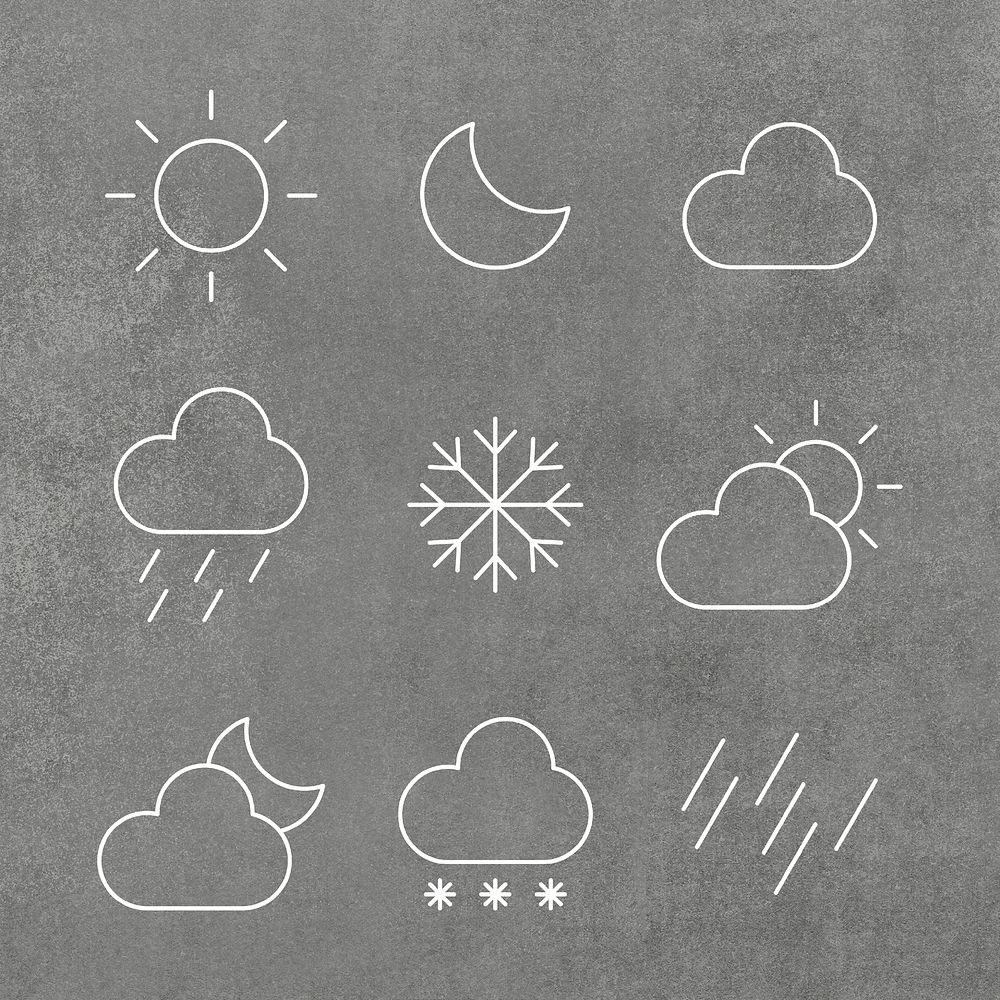 Weather widget UI icon psd set