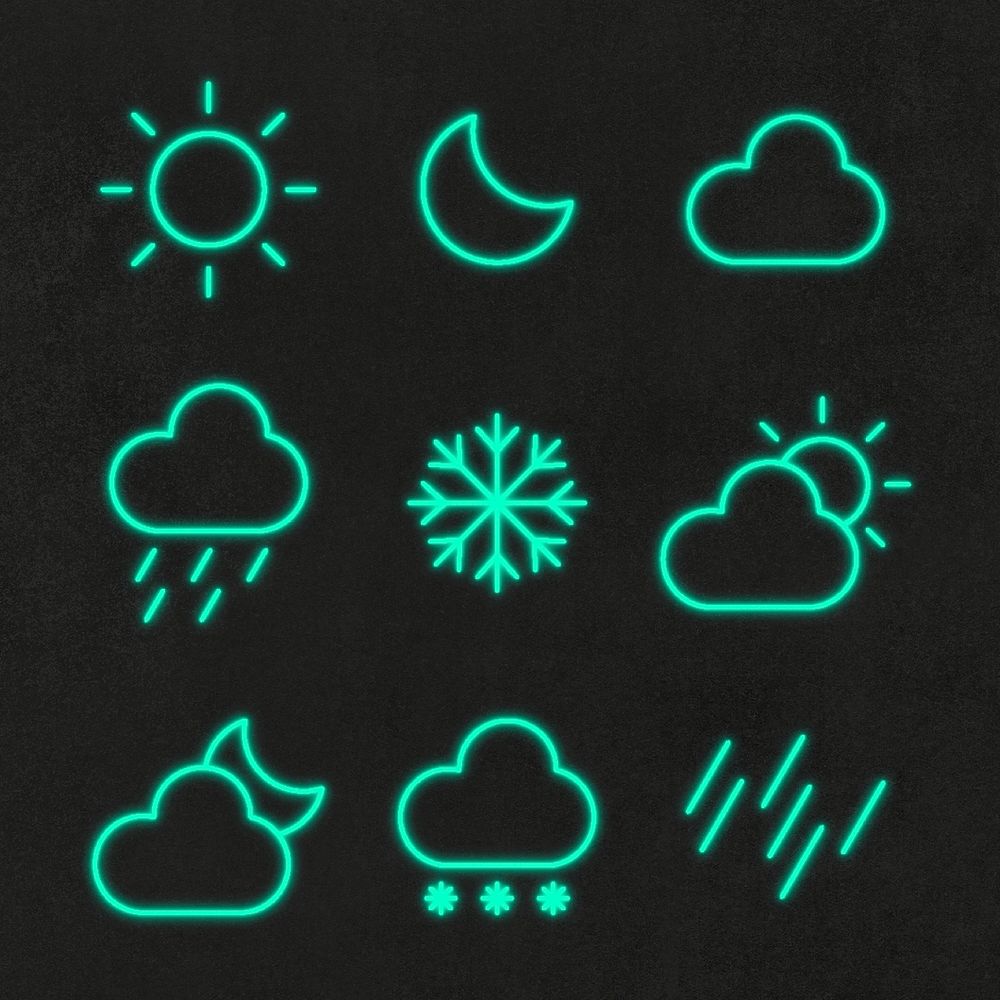 Neon weather widget psd set user interface