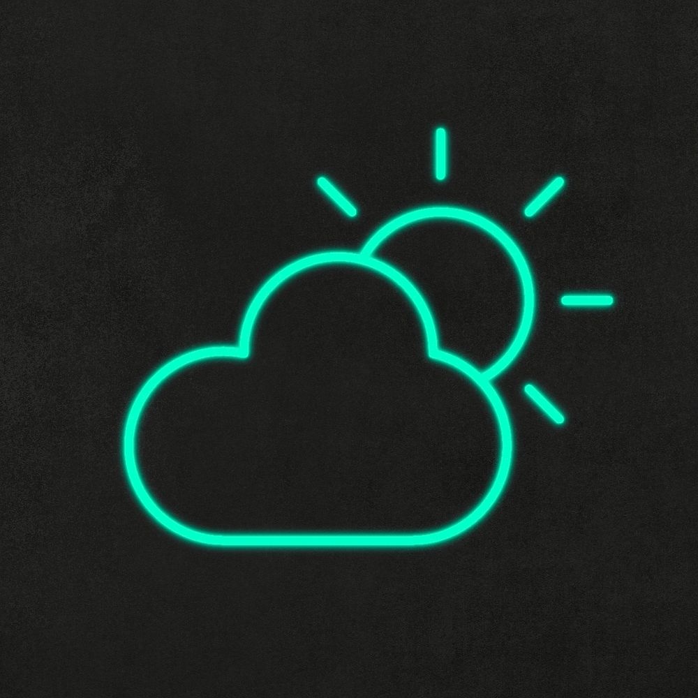 Cloud and sun UI psd icon neon graphic
