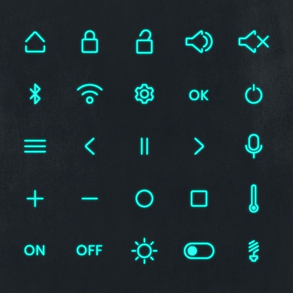 Shortcuts psd collection in neon blue