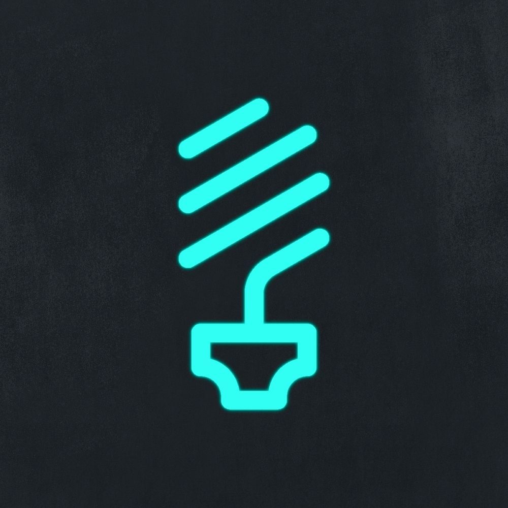 Simple neon blue bulb vector 