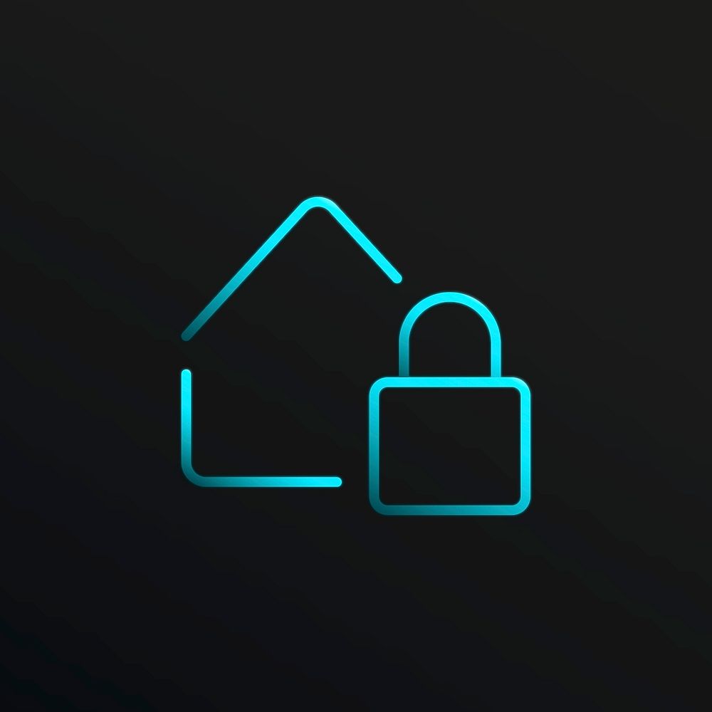 Blue smart home lock psd icon user interface