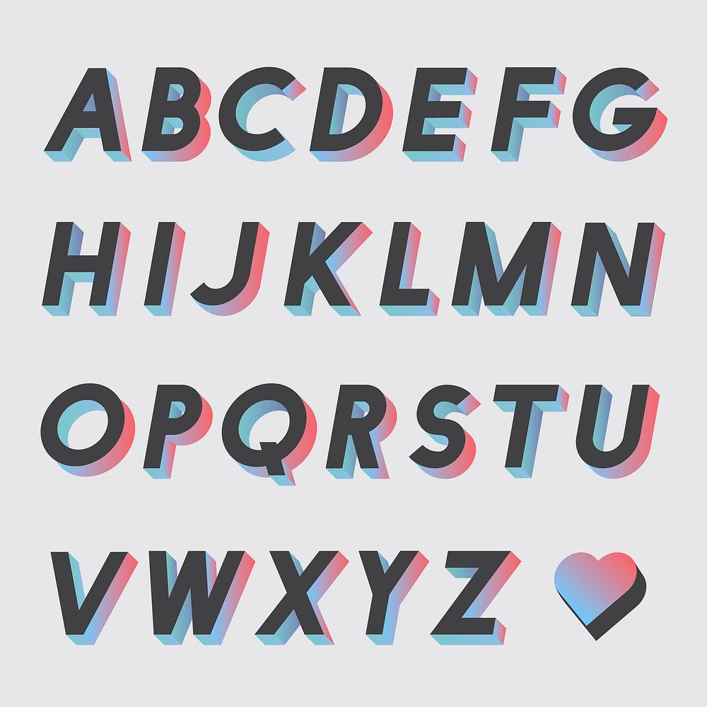 Set of alphabet vectors