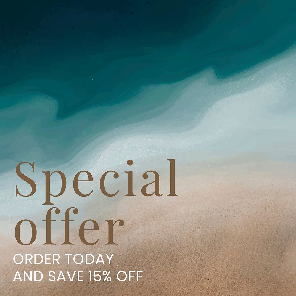 Special offer editable template vector ocean background