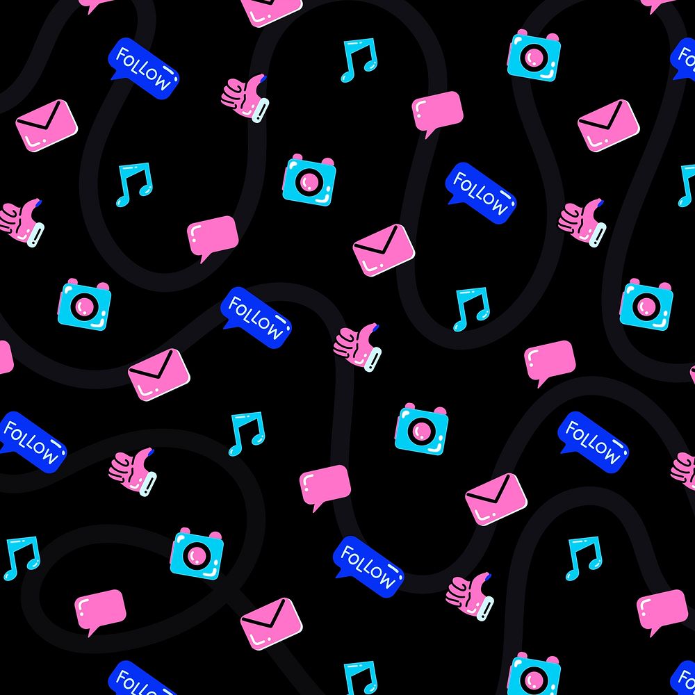 Entertainment icon pattern psd in funky style