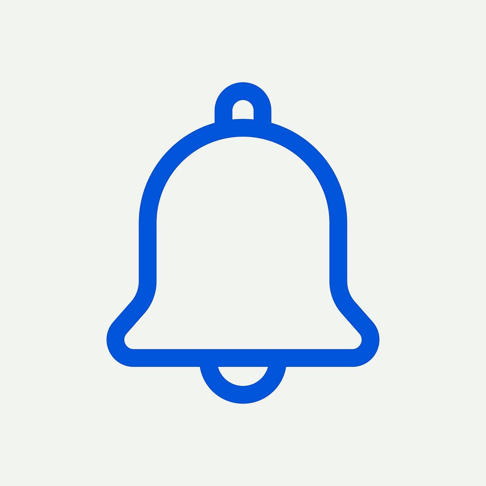 Notification bell icon blue for social media app minimal line