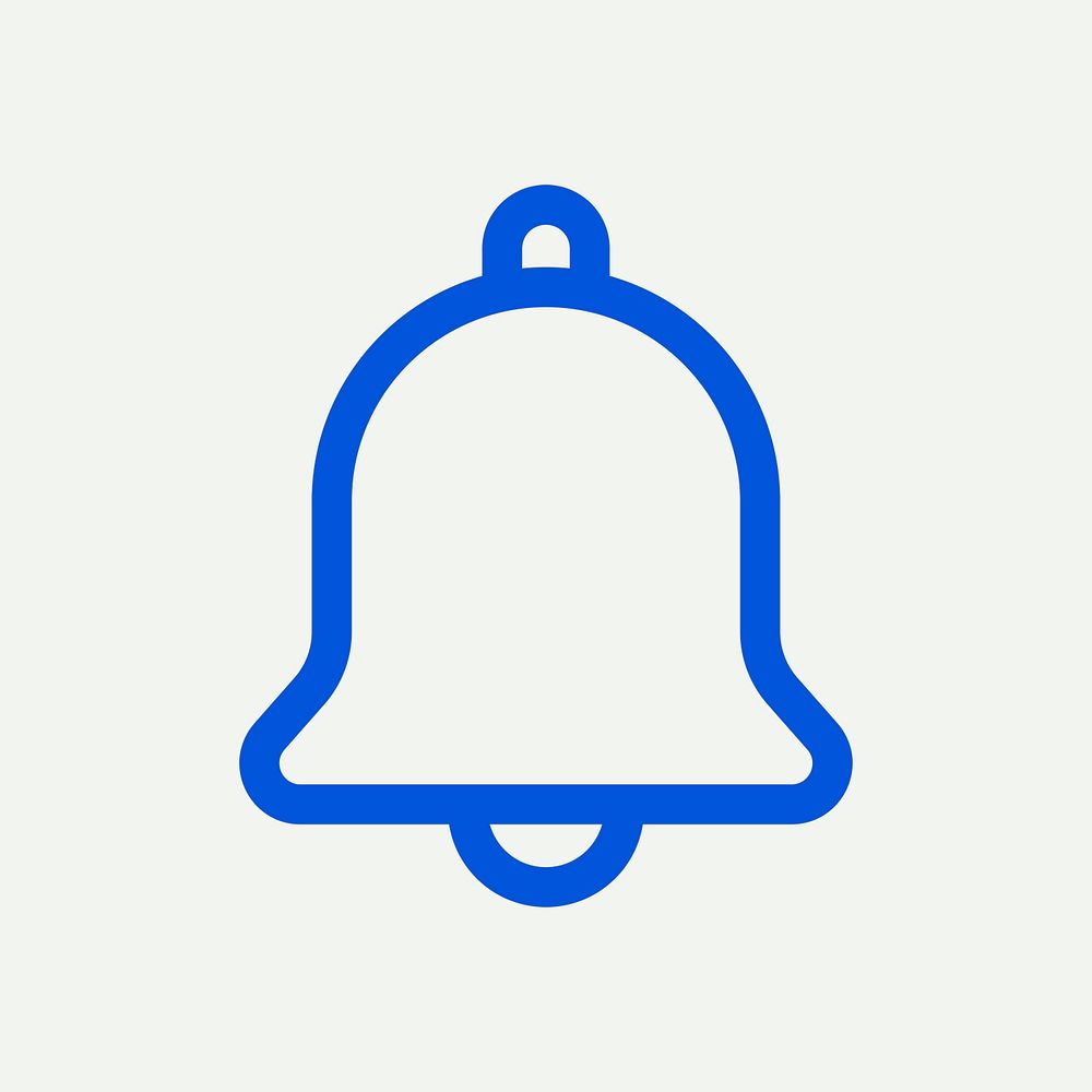 Notification bell icon blue psd for social media app minimal line