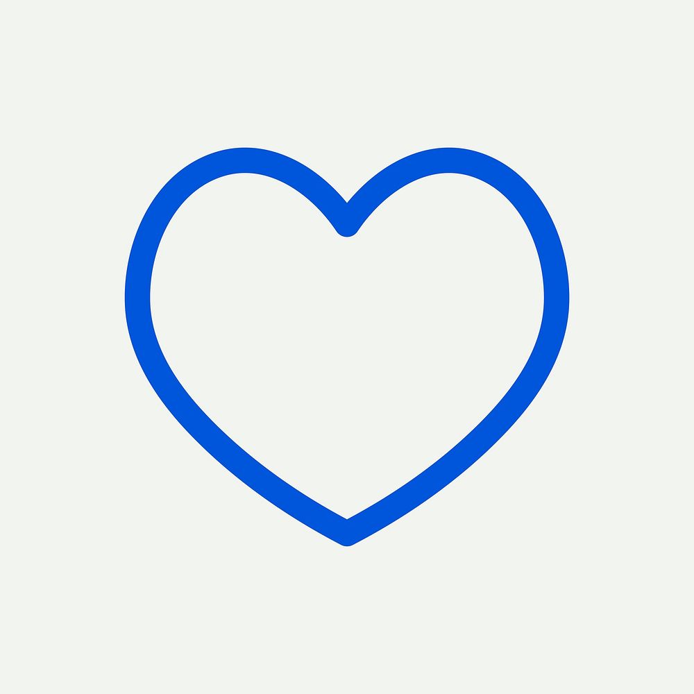 Social media heart icon vector like impression in blue minimal line