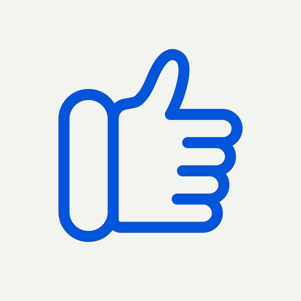 Thumbs up like icon vector for social media app blue minimal line