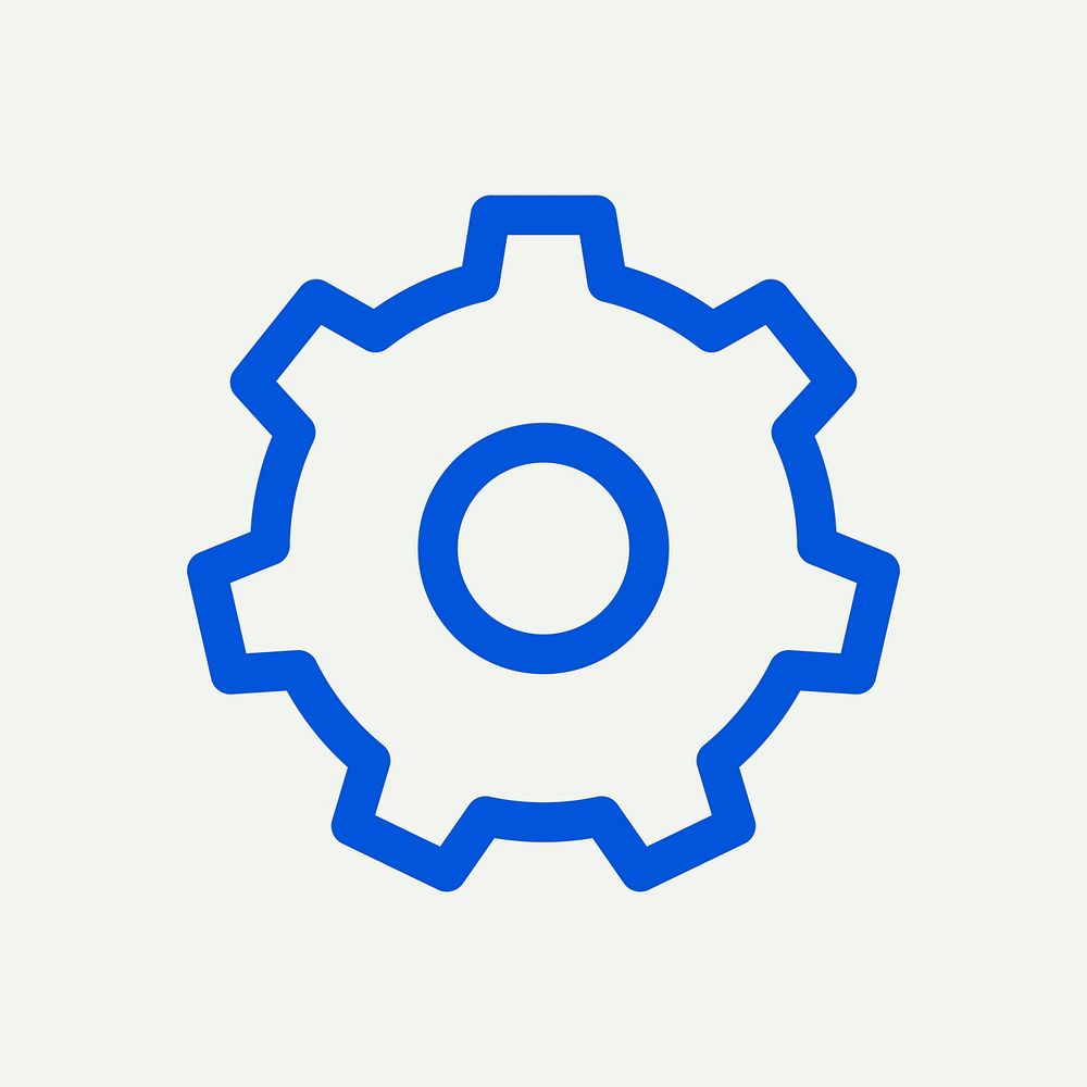 Gear setting blue icon psd for social media app minimal line