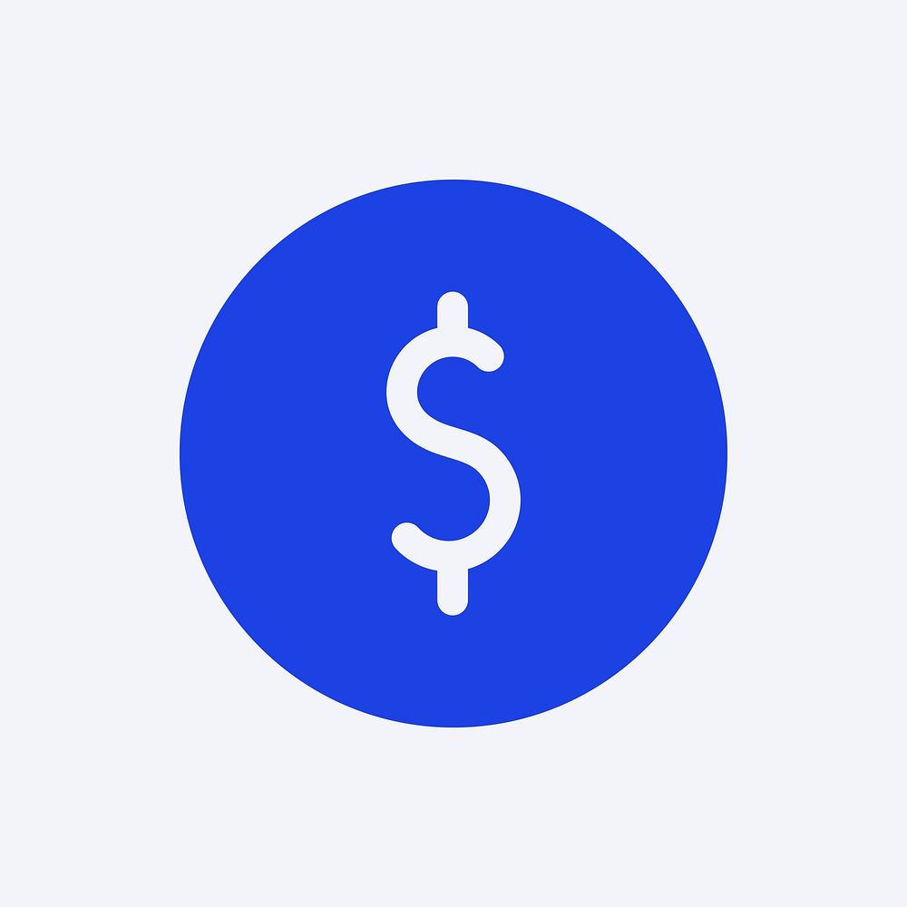 Currency social media icon in blue flat style