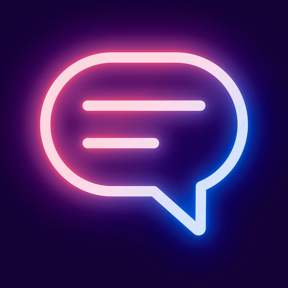 Message social media icon vector in pink neon style