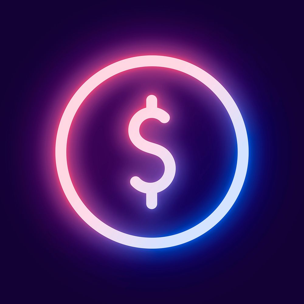 Currency social media icon psd in pink neon style