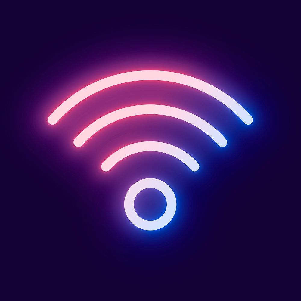 Wireless internet pink icon psd for social media app neon style