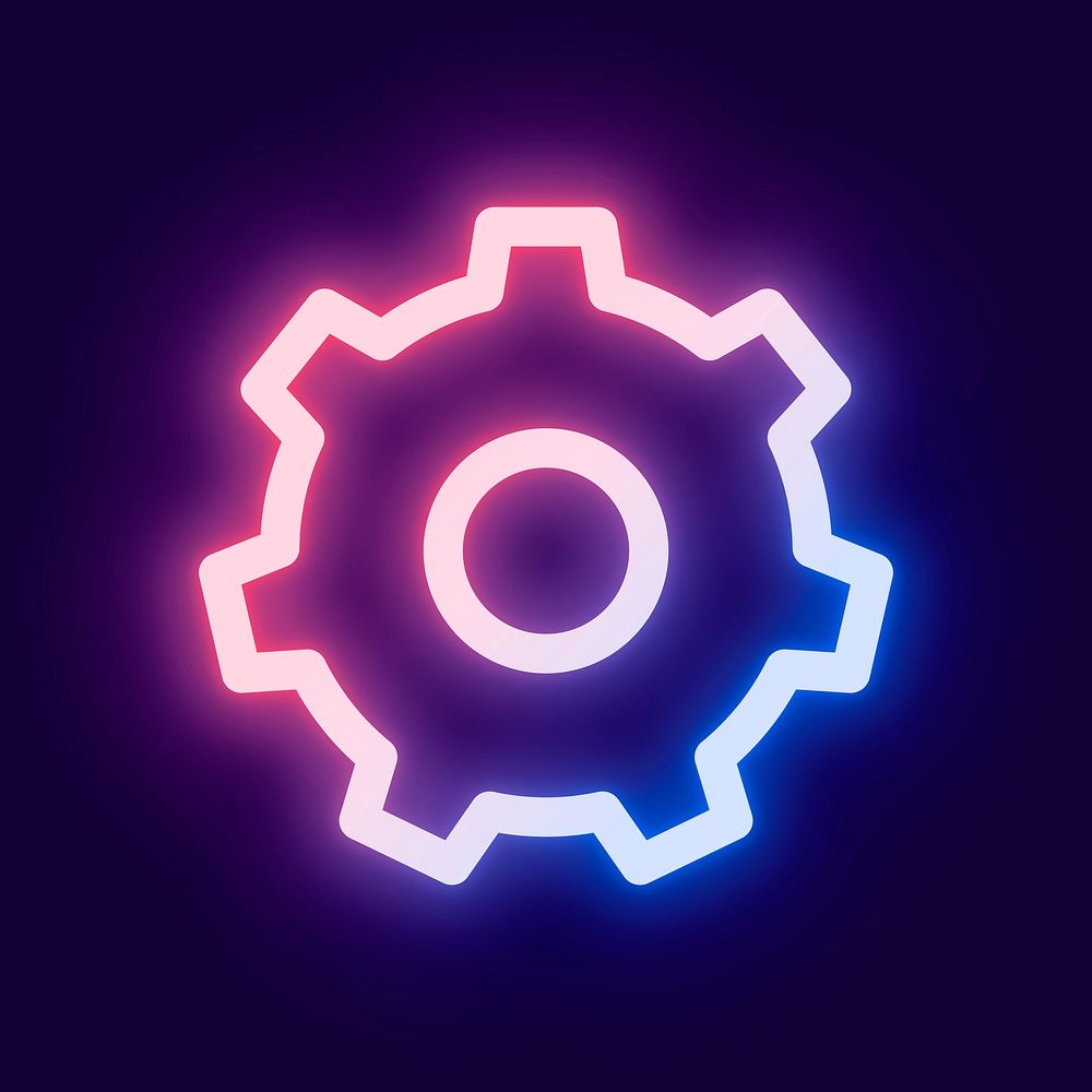 Gear setting pink icon for social media app neon style