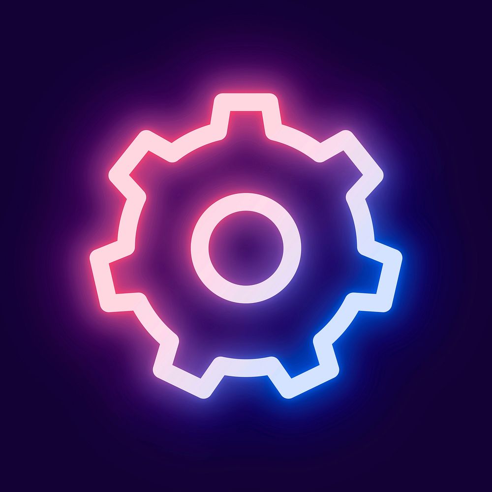 Gear setting pink icon vector for social media app neon style