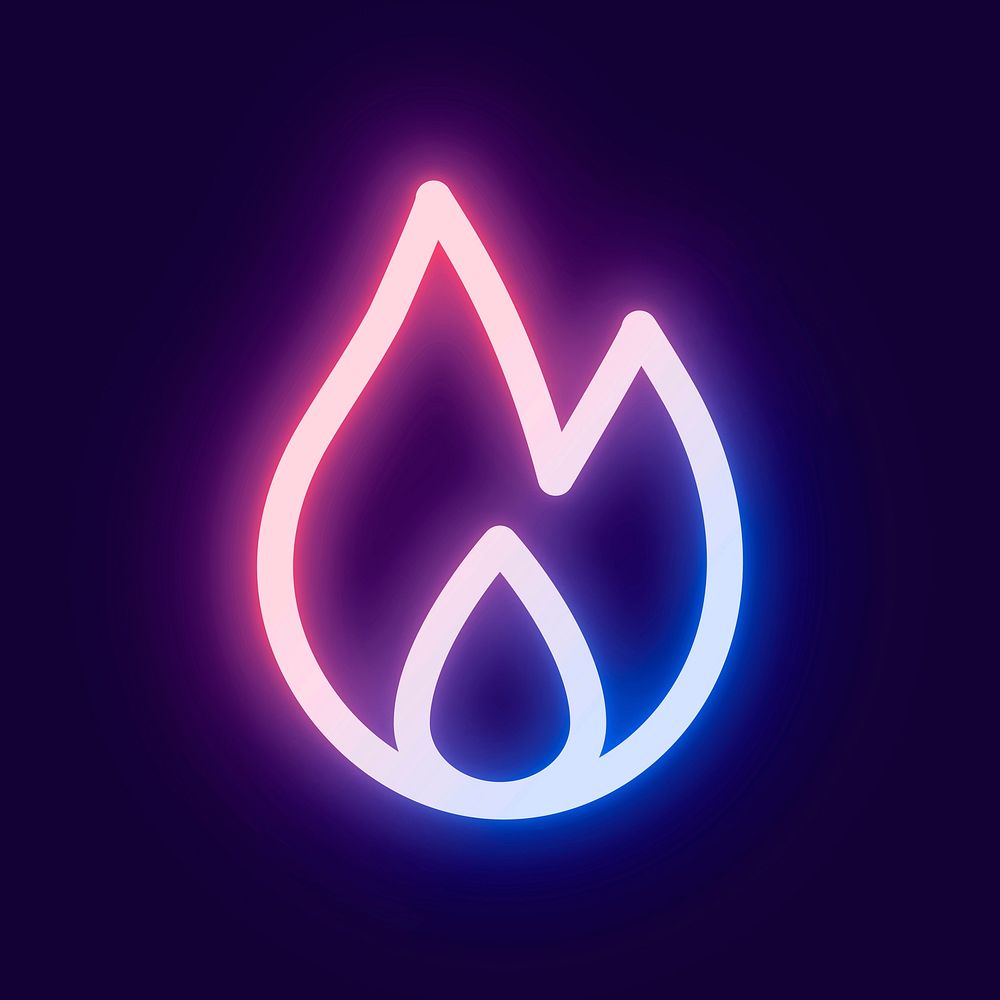 Social media fire icon vector awesome impression in neon style