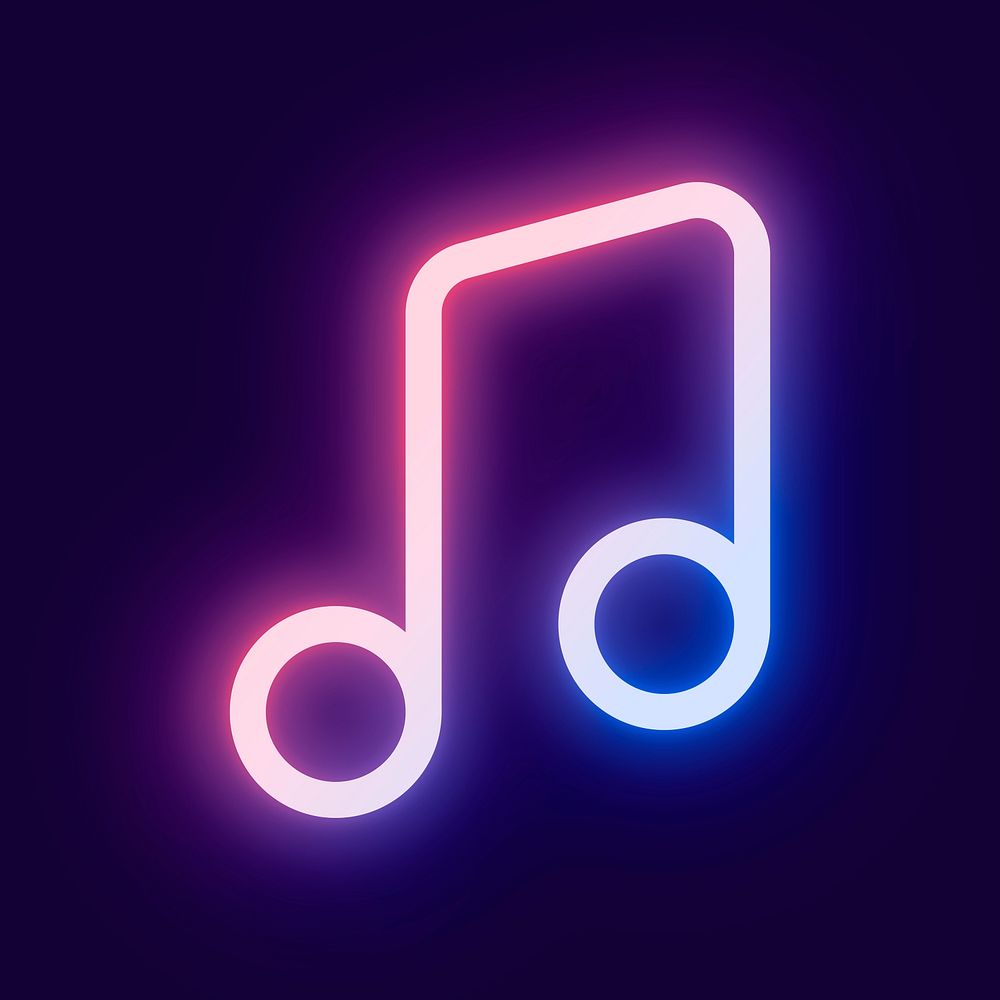 Music note icon pink psd for social media app neon style