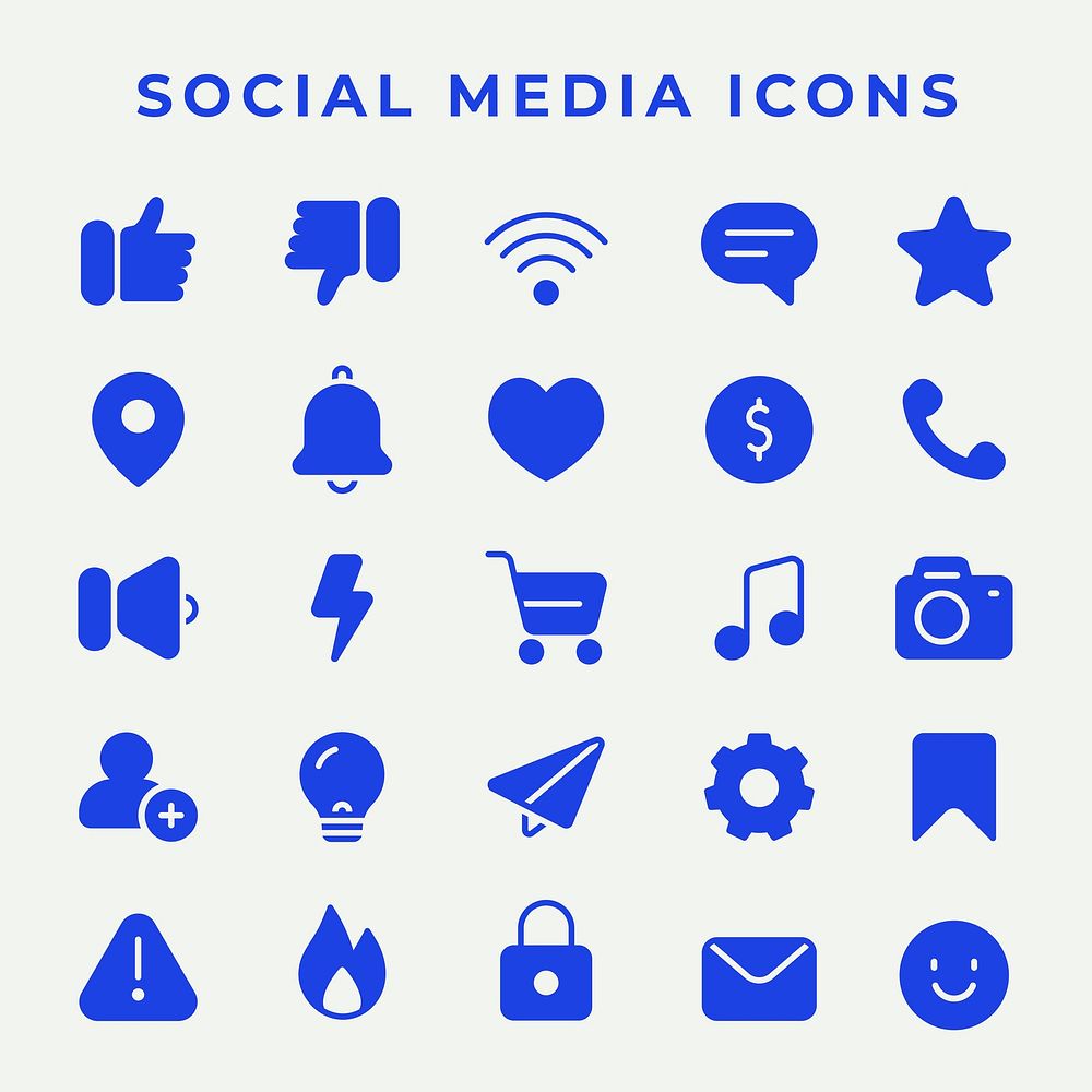 Filled social media icon vector set in blue