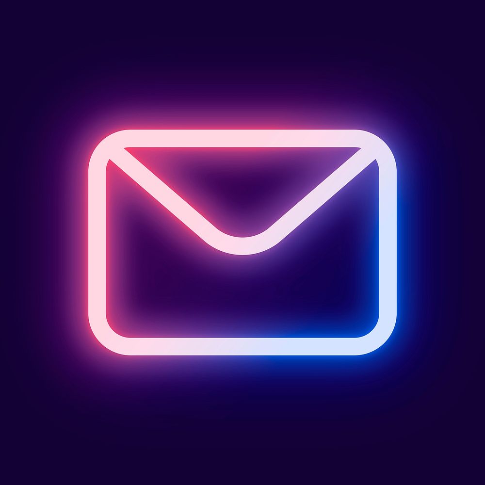 Email social media icon psd in pink neon style